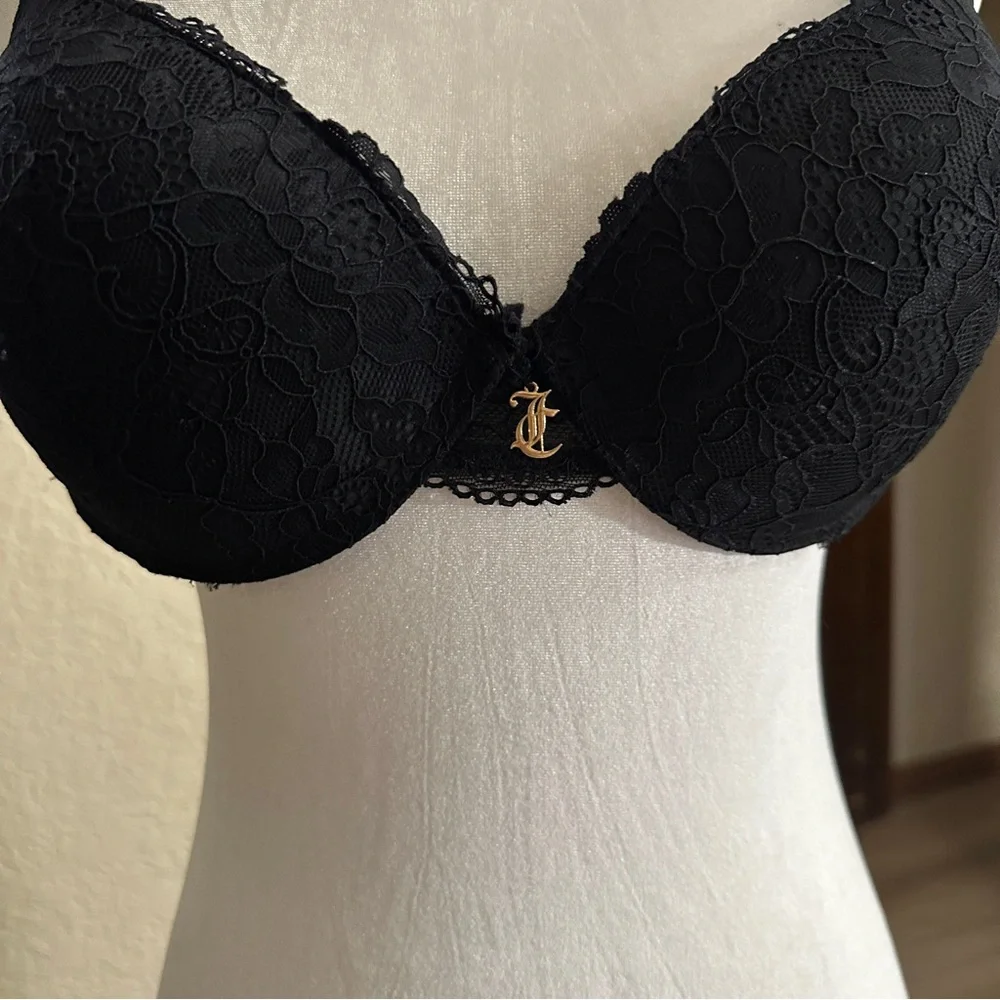 Juicy Couture Black Padded‎ Underwire Adjustable Bra Size 38C
